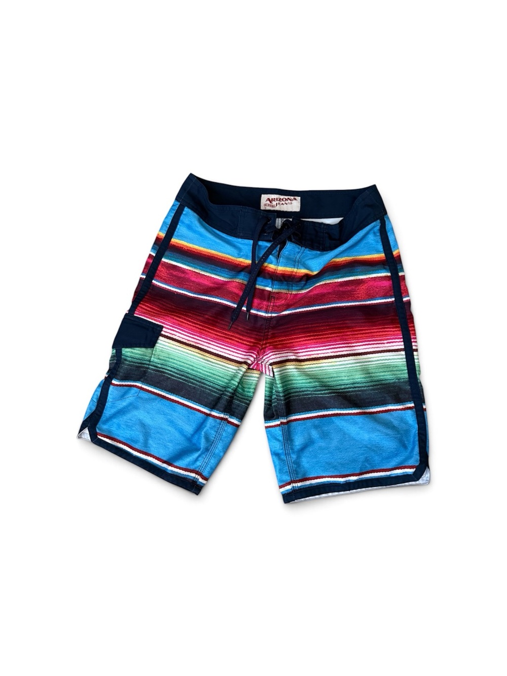 Arizona Jean Company Multicolor Striped Swim Trunks - Blue, Red, Green